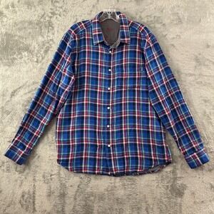 Chubbies Flip It Reverse It Snap Shirt L Plaid‎ Dinosaurs Reversible Contrast